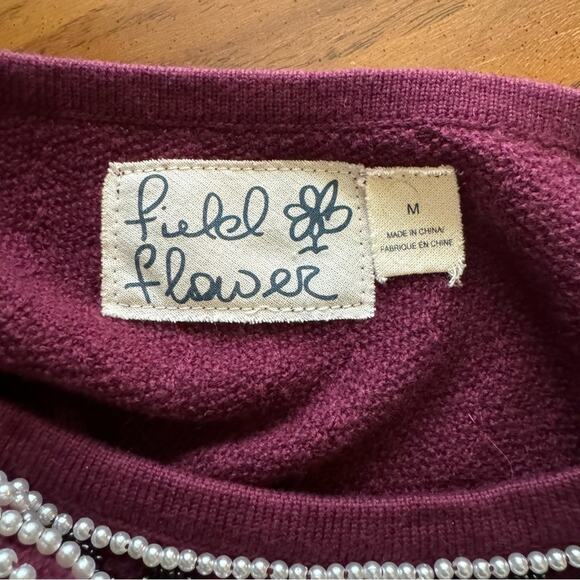 Anthropologie Field Flower Pearled Bow Sweater Womens Size Medium - Picture 5 of 5